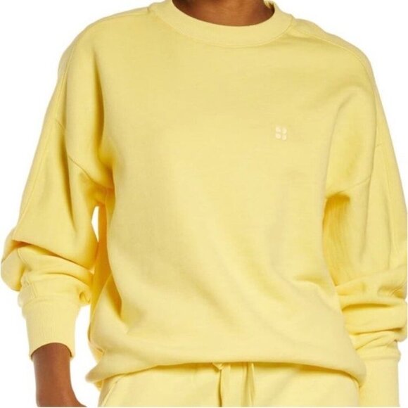 Sweaty Betty Yellow‎ Essentials Sweatshirt Size Small Cozy Preppy Athleisure - Picture 1 of 8